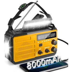 8000mAh Emergency Radio - Solar Hand Crank Emergency Radio with 3-Mode